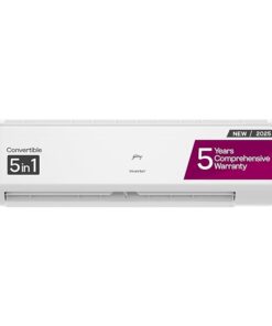 Godrej 1.5 Ton 5 Star, 5 Years Comprehensive Warranty, 5-In-1 Convertible Cooling, Inverter Split AC (Copper, 2025 Model, Heavy duty cooling at 52 °C, AC 1.5T EI 18II5T WZS Split 5S, White)