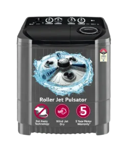 LG 8.5 Kg 5 Star Wind Jet Dry Rat Away Technology Semi-Automatic Top Loading Washing Machine (P8535SKMZ, Roller Jet Pulsator, Collar Scrubber, Middle Black)
