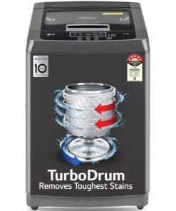 LG 8 Kg 5 Star Smart Inverter Fully-Automatic Top Load Washing Machine (T80SKMB1Z, Middle Black, TurboDrum | Punch + 3)