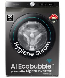Samsung 8 kg, 5 star, Eco Bubble Technology, AI Control, Wi-Fi, Fully-Automatic Front Load Washing Machine (WW80T504DAX1TL, Hygiene Steam, Inox)