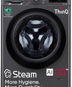 LG 9 Kg, 5 Star, AI Direct Drive Technology, Steam, 6 Motion DD & Wi-Fi Fully-Automatic Front Load Washing Machine (FHP1209Z5M, Intelligent & Convenient Fabric Care, Allergy Care, Middle Black)