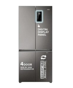 Haier 520 L Frost Free French Door Bottom Mount 3 Star Convertible Refrigerator  with Convertible Magic Zone, Inverter compressor, Digital Display Panel, Deo Fresh Technology (Inox Steel, HRB-600IS)