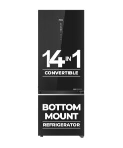Haier 445 L, 2 Star, Convertible 14-in-1 Triple Inverter & Fan Motor Technology, with Display Frost Free Double Door Refrigerator (HRB-4952CKG-P, Black Glass)