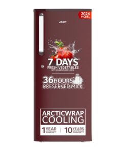 Acer 190L 2 Star Direct-Cool Single Door Refrigerator (AiSense, AR190AD2FWSD, Wine Solid)